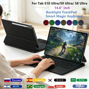 삼성 갤럭시 탭 S10/S9/S8 울트라 14.6인치용 무선 블루투스 매직 키보드(터치패드, 백라이트 포함)