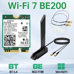 WiFi 7 BE200 안테나 세트 BT5.4 802.11BE M.2 무선 WiFi 카드 2.4G/5G/6Ghz 네트워크 어댑터 (윈도우10/11용)