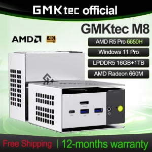 GMKtec M8 미니 PC AMD Ryzen 5Pro 6650H Nucbox 윈도우 11 LPDDR5 16GB 500GB/1TB GPU 라데온 660M Oculink Wifi 6