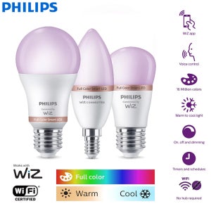 필립스 스마트 LED A60 P45 B35 WiZ 전구 E14 E27 나사형 라이트 블루투스 220-240V 풀 컬러 디밍 가능 램프 CRI90 모바일 제어