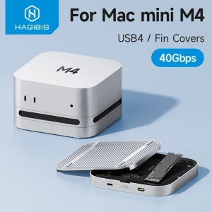 Hagibis USB4 하드 드라이브 인클로저 Thunderbolt 5/4 외부 SSD와 호환되는 Mac mini M4/M4 Pro용 40Gbps M.2 NVMe SSD 케이스