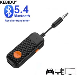 블루투스 5.4 오디오 송신기 수신기 자동차 비행기 TV PC 헤드폰 용 마이크가있는 3.5MM AUX Hifi 스테레오 음악 무선 어댑터