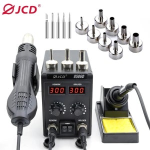 JCD 8586D 납땜 스테이션 2 IN 1 열풍 건 솔더 스테이션, 2개의 디지털 디스플레이, SMD 재작업 220V용 10분 절전 모드