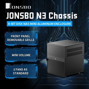 존스보 N3 NAS 미니 알루미늄 ITX 데스크탑 케이스 8개 HDD 지원 130mm 방열판 250mm 그래픽 SFX 파워 서플라이 및 저소음 케이스 팬 포함