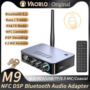 M9/M9Pro 블루투스 오디오 수신기 송신기 DSP 무선 어댑터 NFC/AUX/RCA/USB U-디스크/TF/6.5 마이크 가라오케/동축/FM 라디오