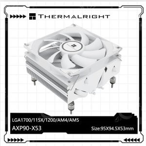 Thermalright AXP90-X53 로우 프로파일 CPU 공기 냉각기 AMD AM4 Intel 115X 1200용 92mm PWM 냉각 팬이 있는 높이 53mm