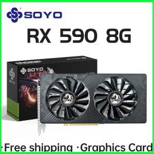 SOYO AMD RX 590 8GB Placa De 비디오 게임 그래픽 카드 GDDR5 256Bit PCI Express 3.0 ×16 6Pin Radeon GPU rx590 시리