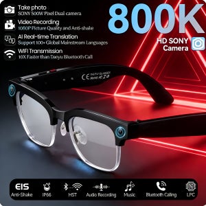 2026년 신제품 8K HD AI 스마트 안경 남성용 Chat GPT 800MP 카메라 블루투스 통화 AI 번역 음성 비서 제어 선글라스 여성용