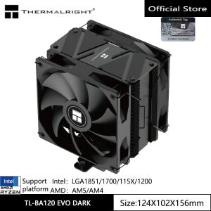 Thermalright BA120 EVO DARK CPU 공냉식 방열판, 6개 히트파이프 단일 타워 이중 팬, DTPC 245W, 나노 스프레이 검정색 페인트