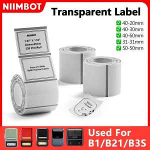Niimbot B1 투명 라벨 휴대용 미니 프린터 30-50mm 열전사 용지 접착 라벨 B21/B3S/B203 Niimbot 프린터용