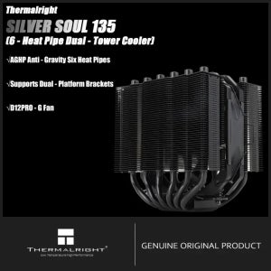 써멀라이트 실버 소울 135 듀얼 타워 CPU 공랭 쿨러 6 AGHP 히트파이프 135MM 높이 컴퓨터 데스크탑 팬