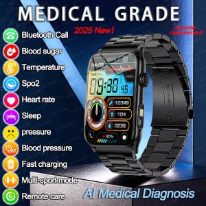2026 신형 AI 의료 진단 남성 스마트 팔찌 혈당 ECG+PPG 심박수 음성 블루투스 통화 건강 스마트워치 여성용