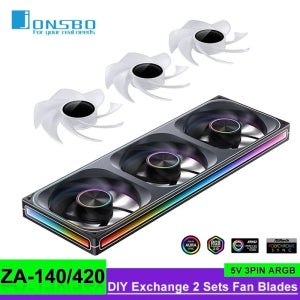 Jonsbo ZA-420/140 컴퓨터 케이스 팬 DIY 교체 2 세트 팬 블레이드 5V ARGB 140mm PWM 역방향 조합 냉각 팬