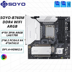 SOYO B760M D4 WiFi DDR4 LGA 1700 인텔 B760 M-ATX 메인보드 2* M.2 PCIe 4.0 타입-C WiFi6 ARGB USB3.2 12/13/14세