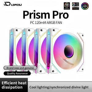 LDPCSJ 프리즘 4 프로 컴퓨터 섀시 팬 12cm ARGB 4핀 PWM 저소음 쿨링 팬 12V 대형 공기량 45.2CFM/600-1500RPM