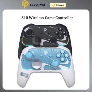 EasySMX S10 무선 게임패드 TMR 조이스틱 RGB 컨트롤러, 스위치 1/2/PC/폰/TV/스팀 호환, 웨이크업 기능, 포켓몬용
