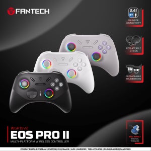 FANTECH WGP15V2 EOS PRO II 무선 게이밍 컨트롤러 1000Hz 폴링 레이트 K-실버 홀 이펙트 및 트리거 게임패드 PC NS용