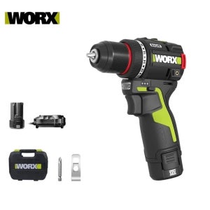 WORX WU135 무선 전기 드릴 12V 50Nm 1800rpm 스마트 클러치 자동 정지 2단 속도 조절 금속 가공 가정용 전동 공구