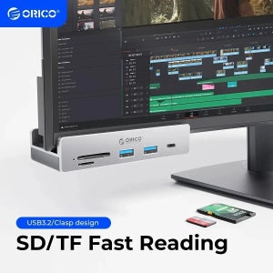 ORICO-USB 3.2 허브 6포트 확장(전원 커넥터 포함) 10Gbps 프로토콜 고속 전송 SD, TF 카드 빠른 읽기