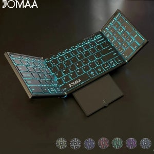 Jomaa 백라이트 풀 사이즈 접이식 키보드 블루투스+USB 무선 키보드(터치패드 포함) 노트북 윈도우용 숫자 패드