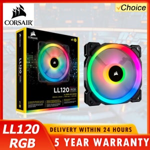 코르세어 LL120 RGB 120mm 듀얼 라이트 링 LED PWM 팬 단일 팩 컴퓨터 케이스 팬 조절 가능한 RGB 조명 PC 조립용