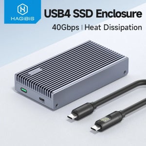 하기비스 40Gbps USB4 M.2 NVMe SSD 외장 케이스 (LED 디스플레이 포함) 썬더볼트 4/3 USB 3.2/3.1/3.0 B+M M-Key SSD 케이스용 USB4