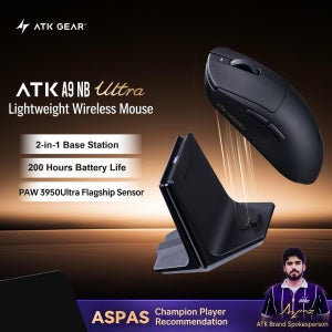 ATK 드래곤플라이 A9 NB 울트라 3모드 무선 게이밍 마우스 PAW3950Ultra 8K 2-in-1 충전 도크 포함 800mAh 경량 e스포츠 마우스
