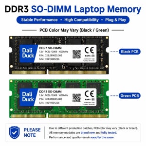 DaliDuck DDR3L RAM 메모리 4GB/8GB 1333MHz/1600MHz PC3L 10600S/12800S 204핀 1.35V 노트북용 SODIMM