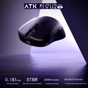 NEW ATK U2 V2 미니 얼티밋 무선 게이밍 마우스 트라이 모델 경량 PAW3950Ultra 8KHz 500mAh 맞춤형 인체공학적 E-스포츠 마우스