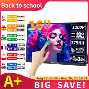 HGFRTEE 16인치 터치 휴대용 모니터 16:10 96%sRGB 350Cd/m² 노트북용 보조 화면 홀더 스탠드 포함 타입-C HDMI 호환