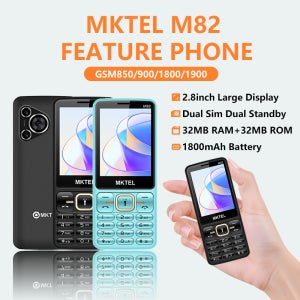 MKTEL M82 피처폰 대형 키패드 2.8인치 듀얼심 1800mAh 블루투스 MP3 카메라 미니폰