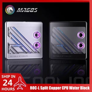 BOOO ROC-L 분할 구리 CPU 워터 블록 0.08mm 워터웨이, 금속 곡선 강화 유리 AMD AM4 AM5/Intel 1700-1800용, 5V ARGB