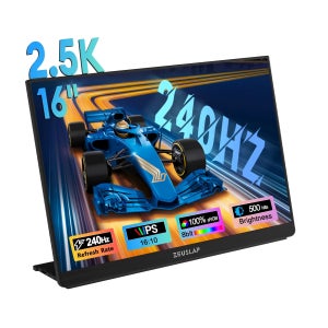 ZEUSLAP 16인치 240Hz QHD 휴대용 모니터 (스위치 2 지원), Type-C 240Hz, 100% sRGB, 500니트 HDR, HDMI 120Hz PC 보조 화면, 