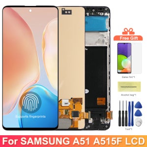 지문이있는 슈퍼 OLED A51 디스플레이, 삼성 갤럭시 A51 A515 A515F Lcd 디스플레이 터치 스크린 디지타이저 교체 용