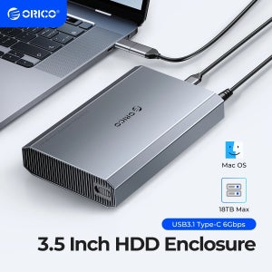 ORICO 알루미늄 3.5 하드 드라이브 인클로저, USB 3.2 Gen 2 5/6Gbps 전송 속도, 3.5/2.5인치 SATA HDD SSD 최대 20TB 지원