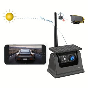 태양광 패널 100M 마그네틱 히치 무선 후방 카메라 버스 밴 트럭 RV 자동차 DVR 전후방 카메라로 WiFi HD 업데이트