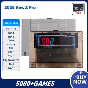SD2SNES Rev용 SD2 게임 SNES 사이클론 칩용 16G 카드가 포함된 SNES 16비트 비디오 게임 콘솔용 Z 버전 FXPAK Pro 5000 in 1
