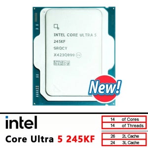 인텔 코어 울트라 5 245KF CPU 프로세서 3.6GHz 14코어 14스레드 LGA 1851 새 제품(쿨러 미포함)
