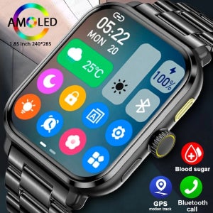 AMOLED 스마트 워치 남성 혈당 블루투스 통화, GPS 스포츠 트래커, IP68 방수, 여성 스마트워치, iOS 시리즈 9, 2024 신제품