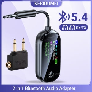 2 in 1 블루투스 5.4 송수신기 스테레오 3.5mm AUX 비행기 오디오 무선 어댑터 마이크 TV PC 헤드폰 자동차 항공기용