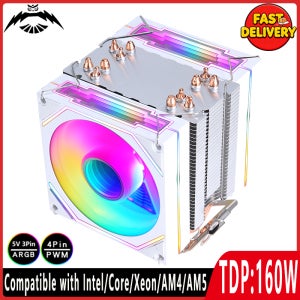 2/4/6 히트파이프 타워형 라디에이터 90mm ARGB 팬 5V3핀 4핀/PWM CPU 쿨러 LGA1851 1200 115x 1700 2011 2066 x99 AM4AM5 설치 