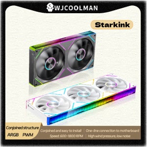 WJCOOLMAN Starlink 120/240/360 결합형 구조 PC 팬 ARGB PWM 속도 제어 컴퓨터 무소음 케이스 팬 설치가 용이함