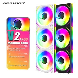 120mm ARGB PC 케이스 팬 (인피니티 미러 포함) - 5V 3핀 데이지 체인 PWM 싱크, 쿨링 게이밍 팬 Jungle Leopard Interstellar V2