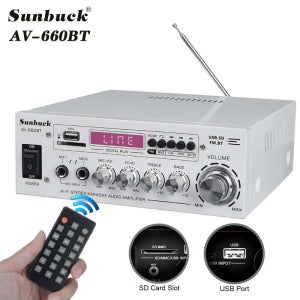 SUNBUCK AV-660BT 사운드 앰프 CH 2.1 파워 앰프 - 가정, 자동차, 회의실, 극장용 AMP, EQ, FM, USB, SD 카드, 2개의 마이크 입력 지원