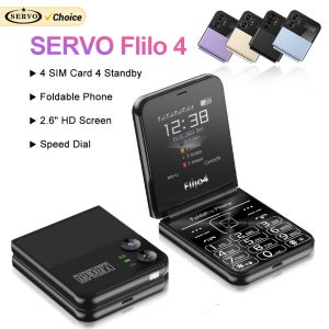 SERVO 세련된 플립 휴대폰 속도 다이얼 손전등, 매직 보이스 FM 라디오, 2G GSM 접이식 휴대폰, C타입 2.6 인치, 4 SIM