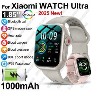 2025 신형 샤오미 스마트워치 남녀공용 1.85인치 HD AMOLED 풀 터치 스크린 IP68 방수 블루투스 통화 스마트워치 남성용