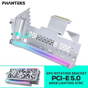 PHANTEKS GPUKT 5.0 ARGB 회전식 비디오 카드 브래킷 키트(PCIe 5.0 그래픽 카드 어댑터 케이블 220mm 포함) 50 시리즈 GPU 지원