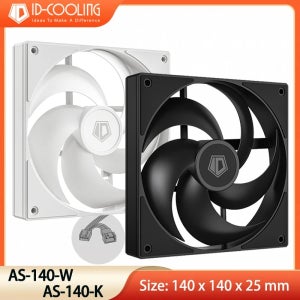 ID-COOLING AS-140-K 140mm 고성능 컴퓨터 쿨링 팬, 팬 속도: 300-1800 RPM, 유압 베어링 조용하고 긴 수명