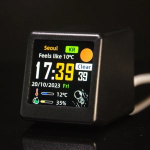 GeekMagic 울트라 휴대용 스마트 와이파이 기상 관측소 디스플레이 날씨 온도 습도 시간 알람 시계 데스크탑 장식