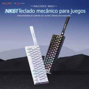 AJAZZ NK61 스페인어 레이아웃 유선 게이밍 기계식 키보드 60% RGB 핫스왑 가능 61키 레드 스위치 미니 키보드 (게이머용)